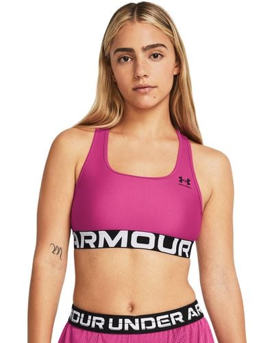 Under Armour Heatgear® armour mid sport-bh mit branding für astro - Pink