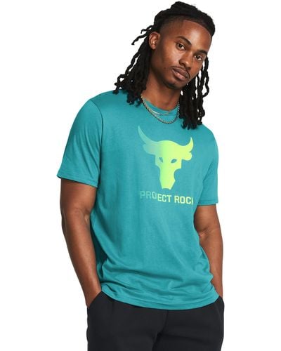 Under Armour Project rock payoff kurzarm-shirt mit grafik für circuit teal / radial turquoise / high vis gelb xxl - Blau
