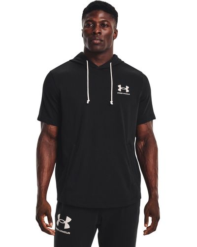 Under Armour Rival Terry Short Sleeve Hoodie - Black