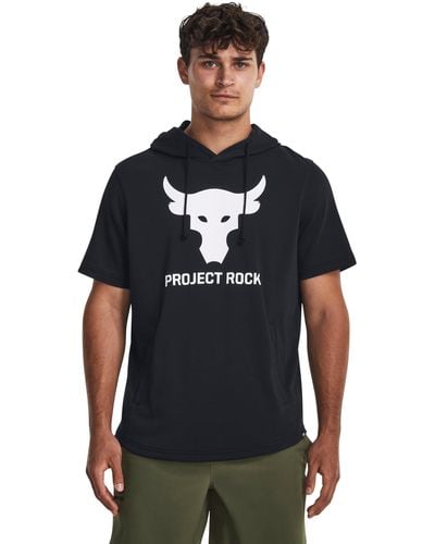 Under Armour Project Rock Terry Short Sleeve Hoodie - Black