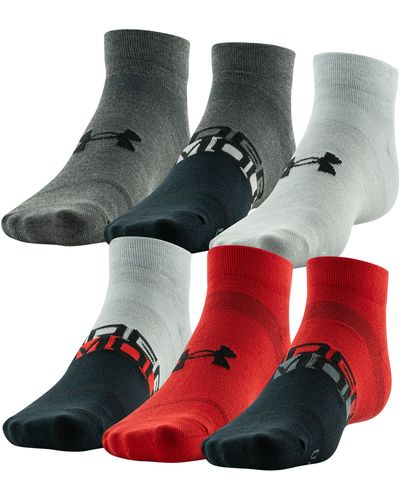 Under Armour Ua Essential 6-pack Low Cut Socks - Red