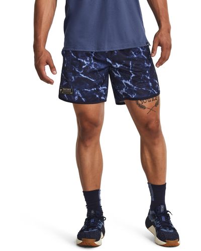 Under Armour Project rock mesh-shorts mit aufdruck für midnight - Blau