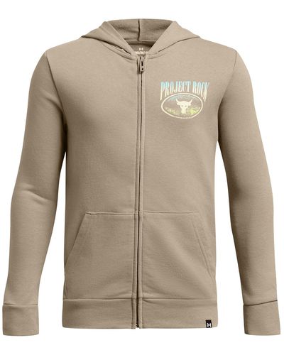 Under Armour Project rock hoodie mit durchgehendem zip für jungen - Braun