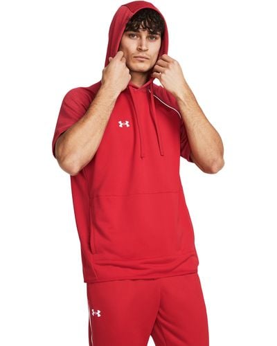 Under Armour Ua Command Warm-up Short Sleeve Hoodie - Red
