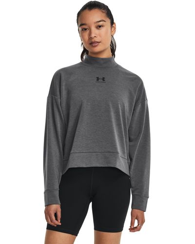 Under Armour Maglia rival terry mock crew - Grigio