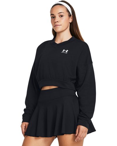 Under Armour Maglia rival terry oversized crop crew - Blu
