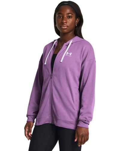 Under Armour Rival Terry Oversized Full-zip Hoodie - Purple