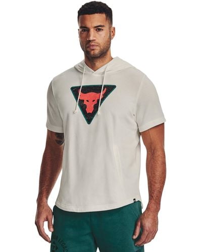 Under Armour Project Rock Terry Short Sleeve Hoodie - White