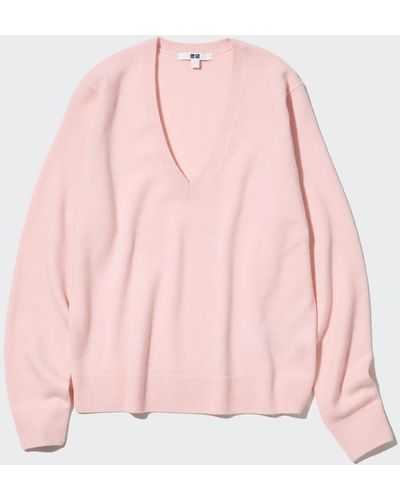 Uniqlo 100 % kaschmir pullover mit v-ausschnitt - Pink