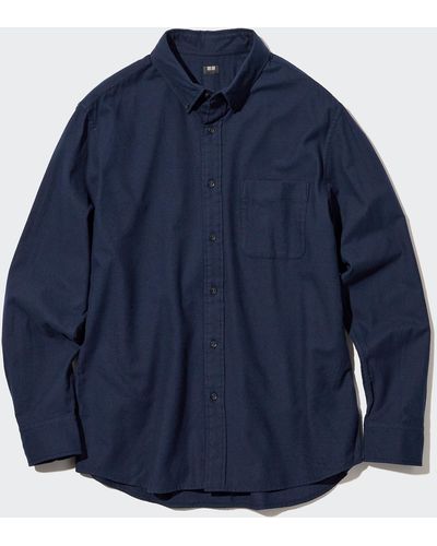 Uniqlo Algodón Camisa Franela Regular Fit - Azul