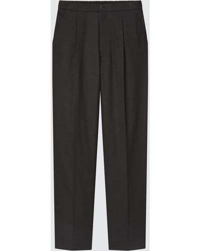 Uniqlo Polyester flanellhose (tapered fit) - Schwarz