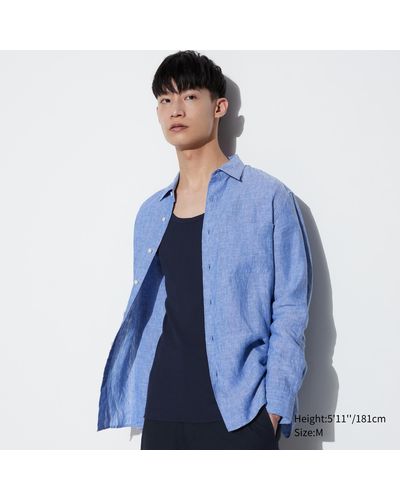 Uniqlo Baumwolle geripptes dry colour unterhemd - Blau