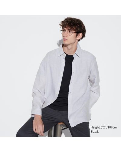 Uniqlo Camisa 100% Lino Prémium - Blanco