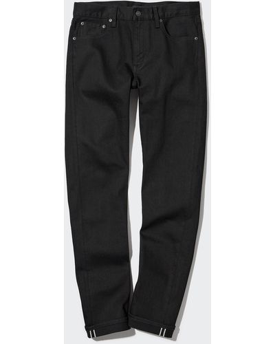 Uniqlo Baumwolle stretch selvedge jeans (slim fit) - Schwarz