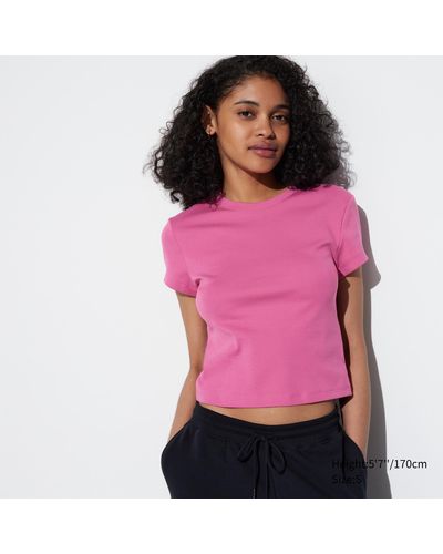 Uniqlo Baumwolle cropped t-shirt - Pink