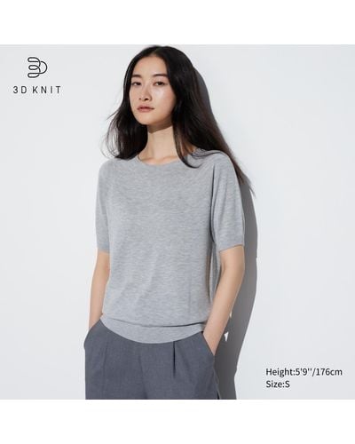 Uniqlo 3d knit nahtloser halbarm pullover (maschinenwaschbar) - Grau