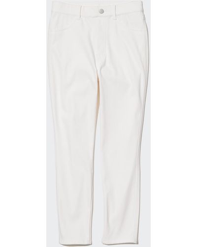 Uniqlo Algodón Pantalón Leggings Ultraelástico Tiro Alto Tobillero - Blanco