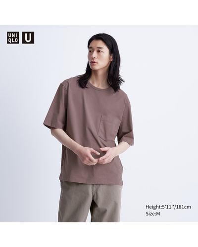 Uniqlo Airism baumwolle halbarm t-shirt (relaxed fit) - Braun