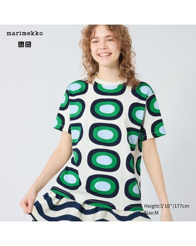 Uniqlo Baumwolle gemustertes t-shirt - Grün