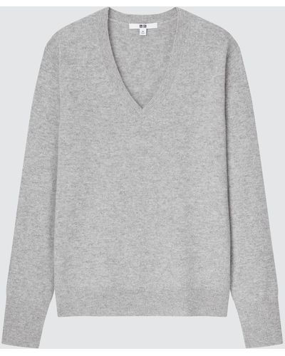 Uniqlo Jersey 100% Cashmere Cuello Pico - Gris