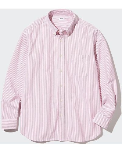 Uniqlo Baumwolle gestreiftes oxford langarm hemd - Pink