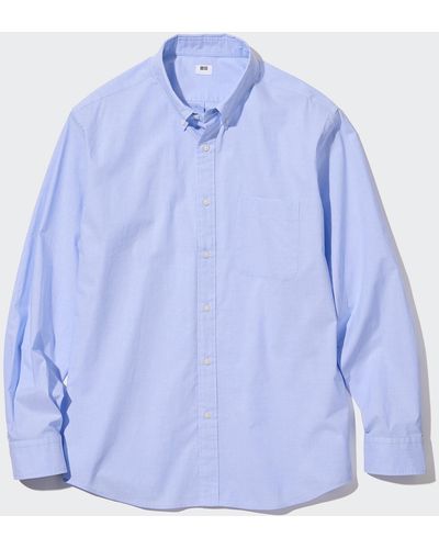 Uniqlo Camisa 100% Algodón Extrafino Textura - Azul