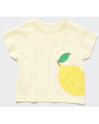 Uniqlo Baumwolle dry t-shirt mit print - Gelb