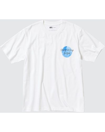 Uniqlo Algodón PEACE FOR ALL UT Camiseta Estampado Gráfico (Gordon Reid) - Blanco