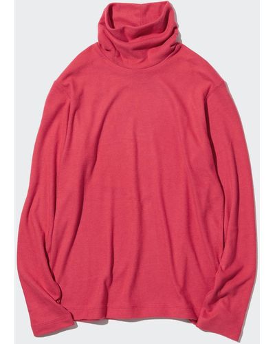 Uniqlo Heattech fleece langarmshirt mit rollkragen - Rot