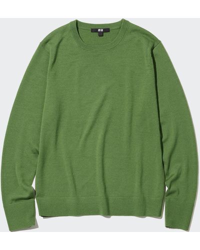 Uniqlo Jersey 100% Lana Extrafina de Merino Cuello Redondo - Verde