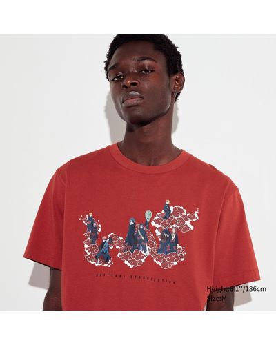 Uniqlo Algodón Naruto UT Camiseta Estampado Gráfico - Rojo
