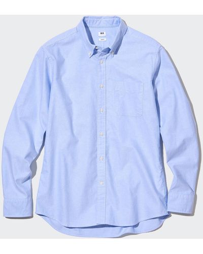 Uniqlo Baumwolle oxford langarm hemd (slim fit) - Blau