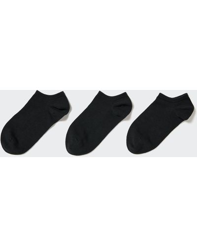 Uniqlo Algodón Calcetines Tobilleros (3 Pares) - Negro