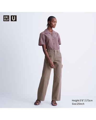 Uniqlo Baumwolle high waisted colour jeans (straight fit) - Lila