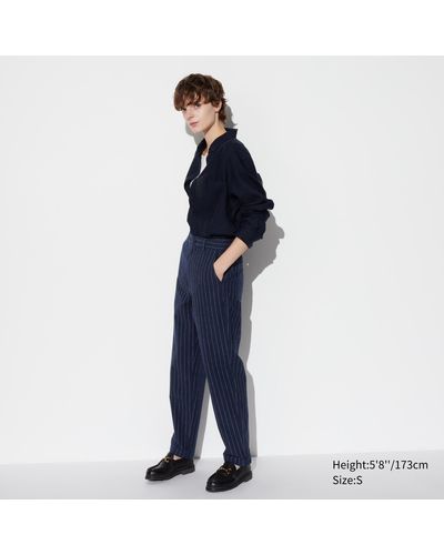 Uniqlo Pantalón Lino Algodón Rayas (Largo) - Azul