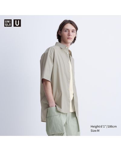 Uniqlo Polyester oversized halbarm hemd - Grau