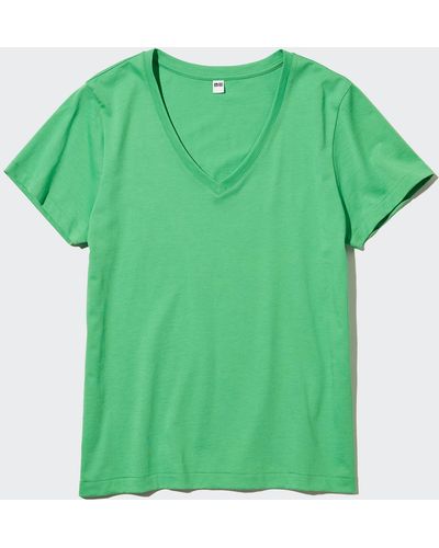 Uniqlo Camiseta 100% Algodón Supima Cuello Pico - Verde