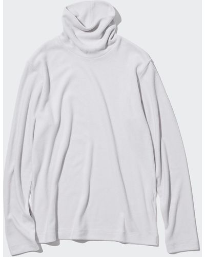 Uniqlo Heattech fleece langarmshirt mit rollkragen - Weiß