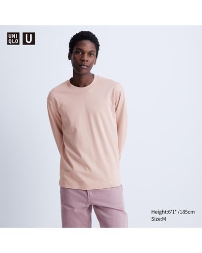 Uniqlo Oversized airism baumwolle langarmshirt - Pink