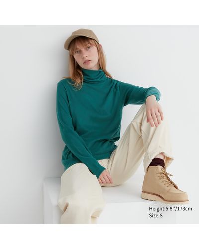Uniqlo Heattech fleece langarmshirt mit rollkragen - Grün