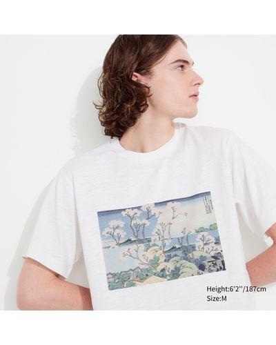 Uniqlo Baumwolle hokusai remixed ut bedrucktes t-shirt - Weiß