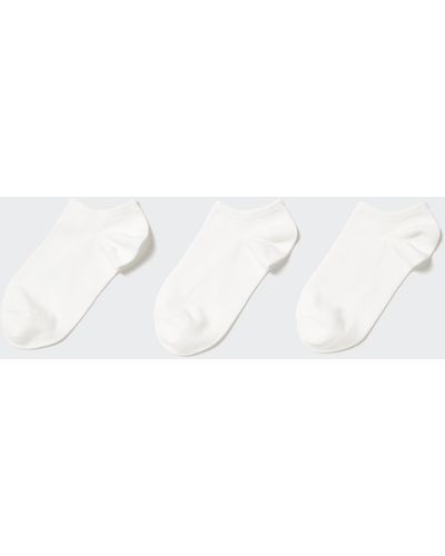 Uniqlo Algodón Calcetines Tobilleros (3 Pares) - Blanco