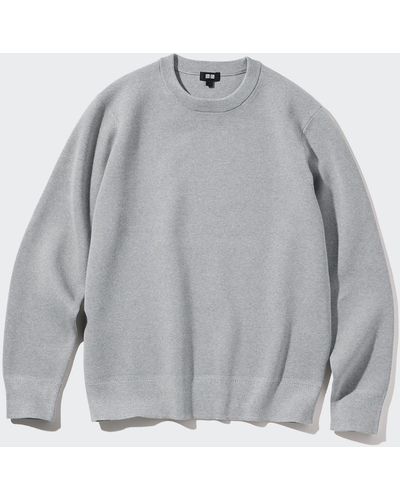 Uniqlo Baumwolle gerippter milano strickpullover (maschinenwaschbar) - Grau