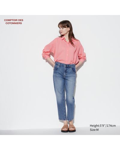 Uniqlo Baumwolle abgerundete jeans - Pink