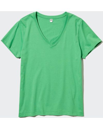 Uniqlo 100 % supima baumwolle t-shirt mit v-ausschnitt - Grün