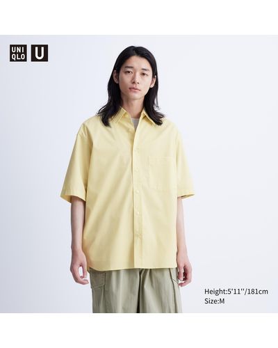 Uniqlo Polyester oversized halbarm hemd - Natur