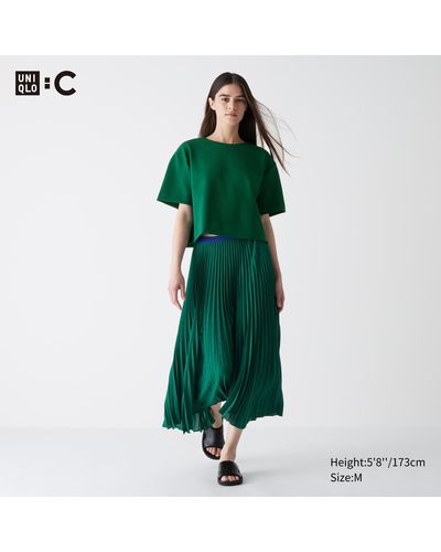 Uniqlo Poliéster Falda Plisada - Verde