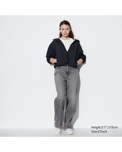 Uniqlo Baumwolle gerade jeans (wide fit) - Grau