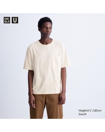 Uniqlo Airism baumwolle halbarm t-shirt (relaxed fit) - Weiß
