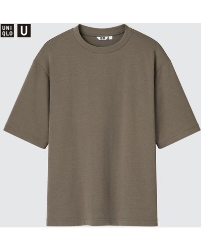 Uniqlo Oversized airism baumwolle halbarm t-shirt - Braun